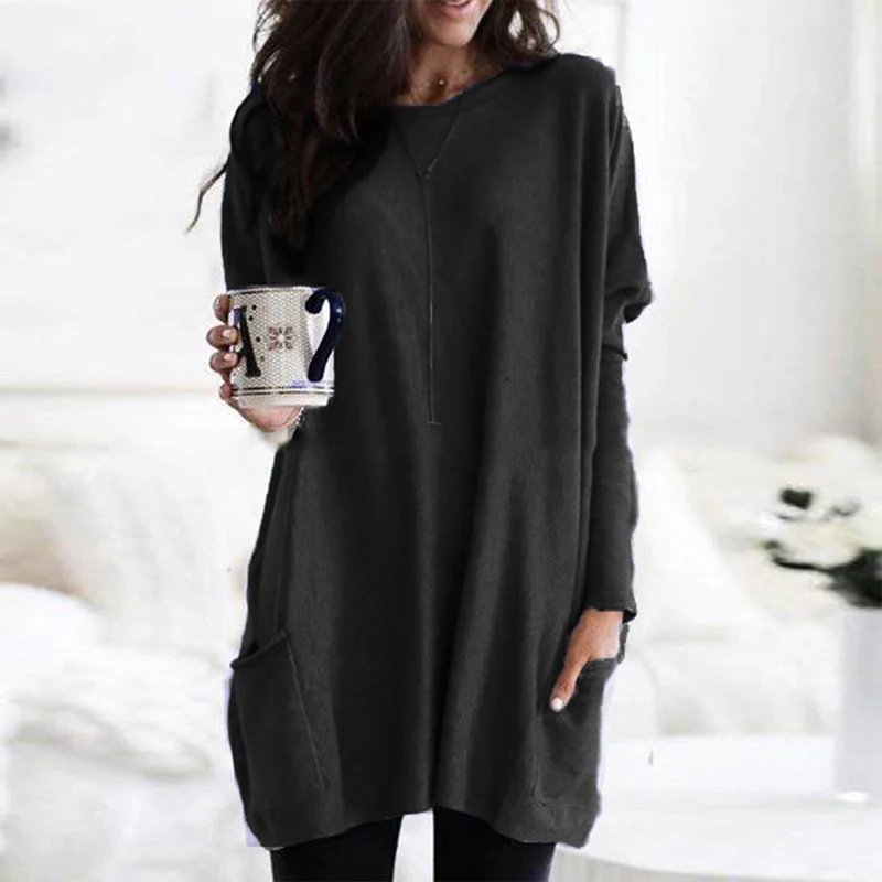 Lucía | Túnica de Manga Larga con Bolsillos para Mujer, Ajuste Extragrande, Estilo Casual 13