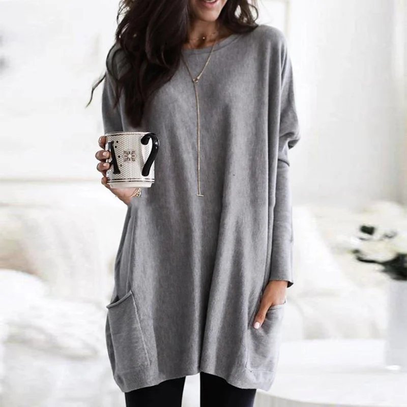 Lucía | Túnica de Manga Larga con Bolsillos para Mujer, Ajuste Extragrande, Estilo Casual 14