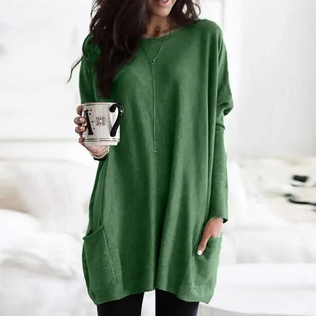 Lucía | Túnica de Manga Larga con Bolsillos para Mujer, Ajuste Extragrande, Estilo Casual 2