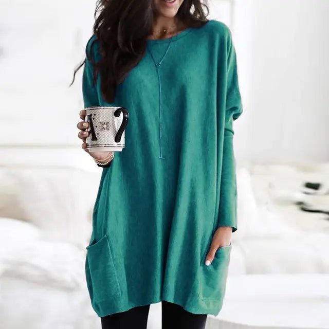 Lucía | Túnica de Manga Larga con Bolsillos para Mujer, Ajuste Extragrande, Estilo Casual 4