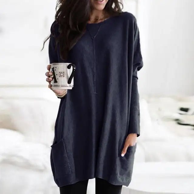 Lucía | Túnica de Manga Larga con Bolsillos para Mujer, Ajuste Extragrande, Estilo Casual 6