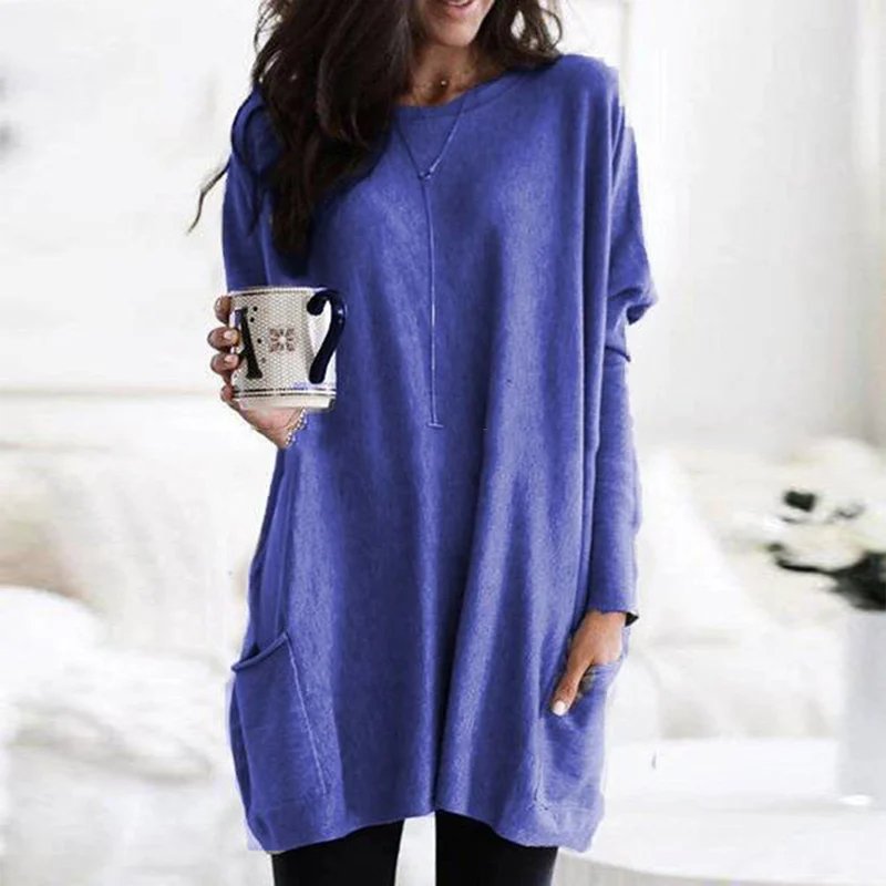 Lucía | Túnica de Manga Larga con Bolsillos para Mujer, Ajuste Extragrande, Estilo Casual 7
