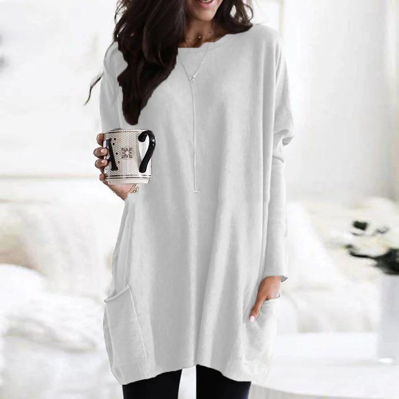 Lucía | Túnica de Manga Larga con Bolsillos para Mujer, Ajuste Extragrande, Estilo Casual 8