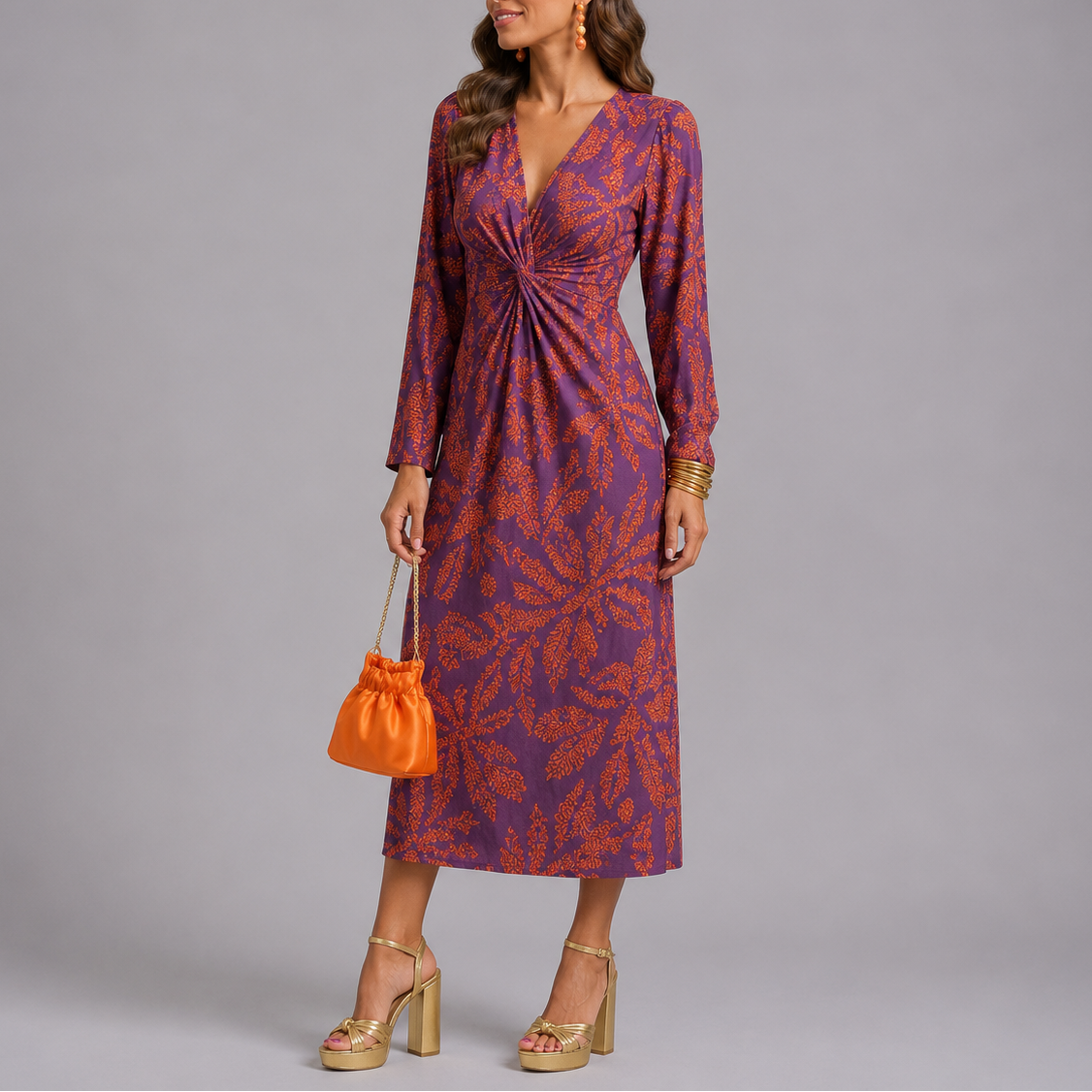 Lucía | Vestido Midi Floral con Mangas Largas para Mujer 0