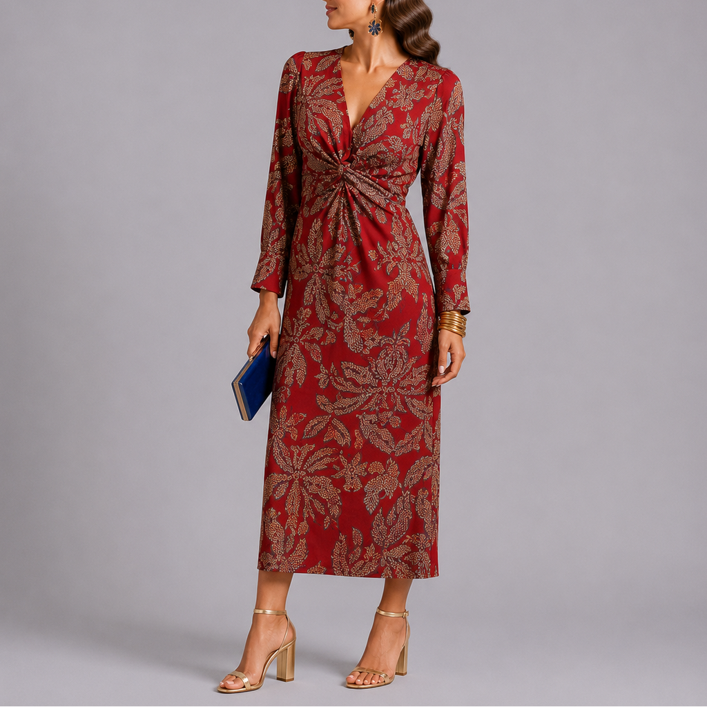 Lucía | Vestido Midi Floral con Mangas Largas para Mujer 1