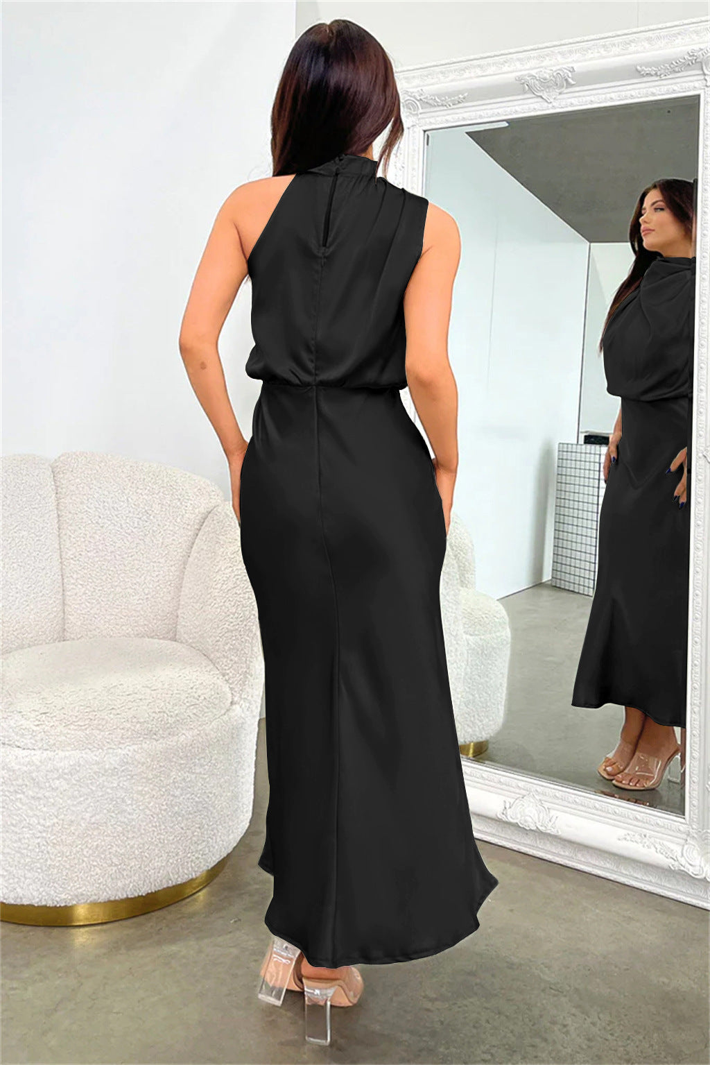 Lucía | Vestido Midi Satinado Halter Elegante para Mujer 5