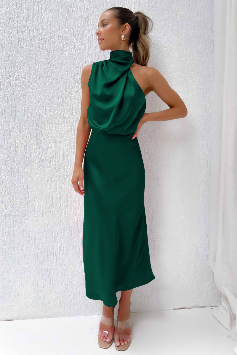 Luzielle | Vestido Midi Elegante con Escote Asimétrico | Diseño Moderno para Estilo Sofisticado 1