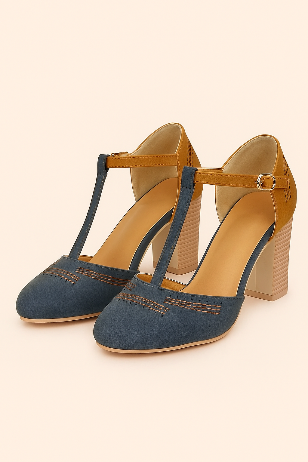 CAROLINA – Zapatos de tacón vintage con tira en T