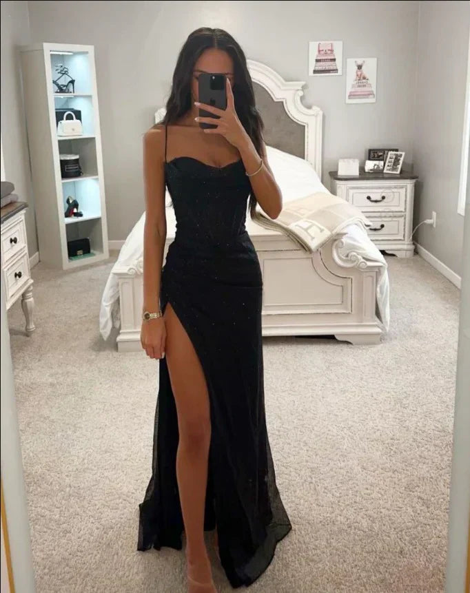 Sabryna | Vestido Largo de Noche con Abertura Lateral y Escote Corazón | Elegante Diseño para Brillar en Eventos 0