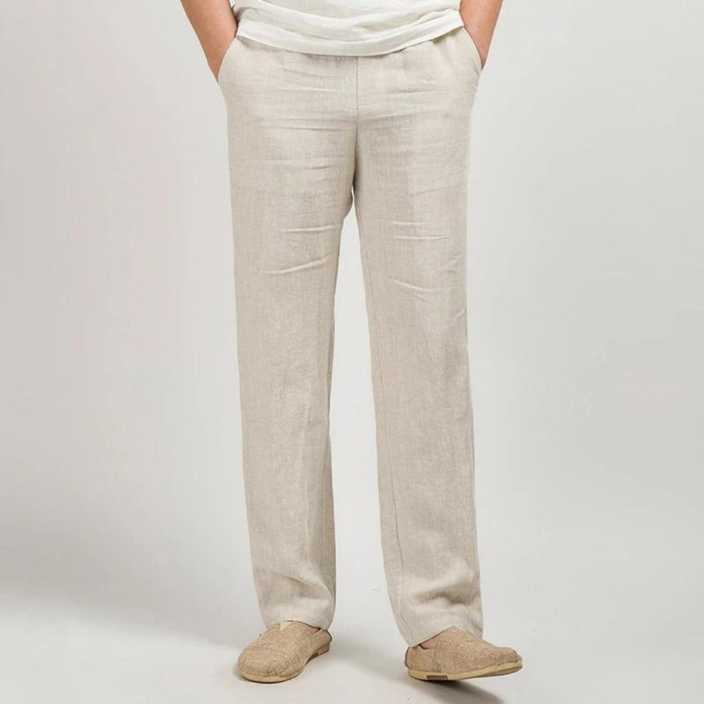 Sergio | Pantalones de Lino para Hombre con Cintura Elástica y Pierna Recta 0
