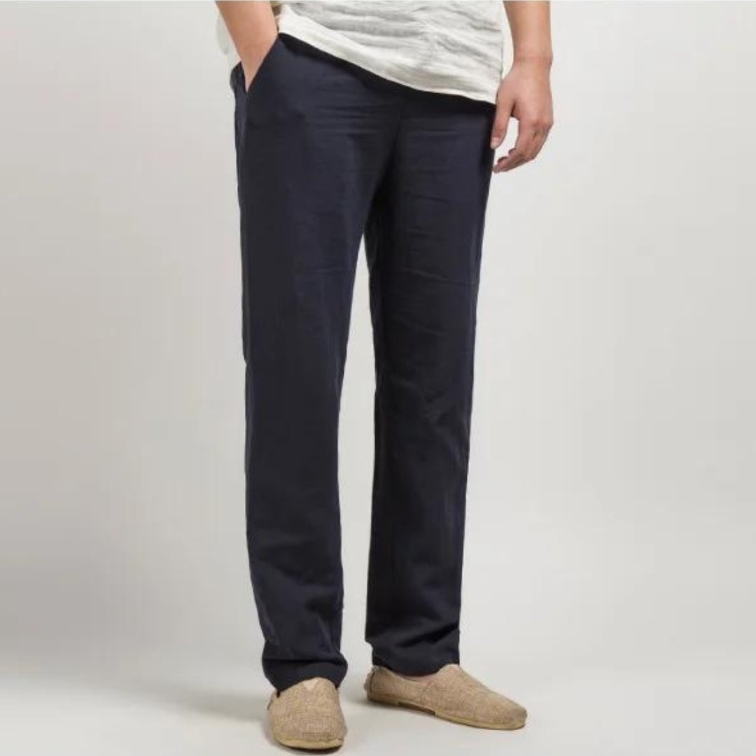 Sergio | Pantalones de Lino para Hombre con Cintura Elástica y Pierna Recta 9