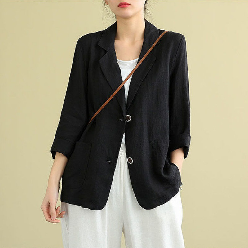 Sofía | Blazer Beige Mujer de Lino con Bolsillos y Ajuste Entallado 2