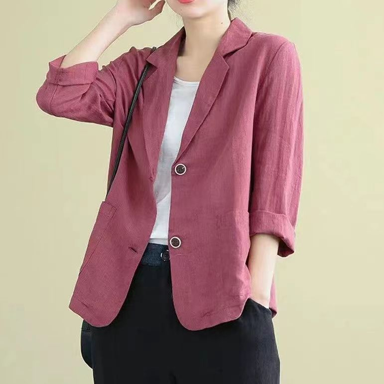 Sofía | Blazer Beige Mujer de Lino con Bolsillos y Ajuste Entallado 4