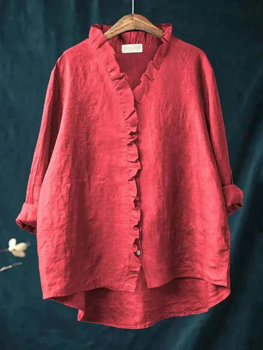 Sofía | Blusa de Lino con Volantes para Mujer Transpirable de Verano 0