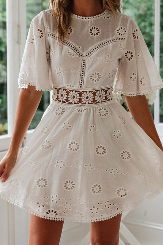 Sofia | Elegante Vestido Corto Boho Ibicenco Blanco 7