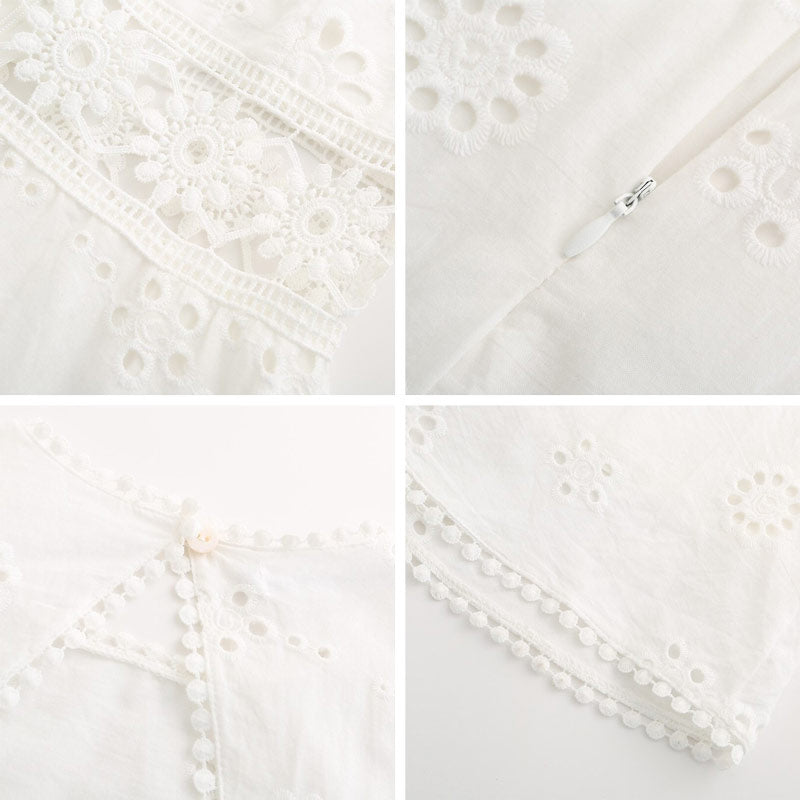 Sofia | Elegante Vestido Corto Boho Ibicenco Blanco 8