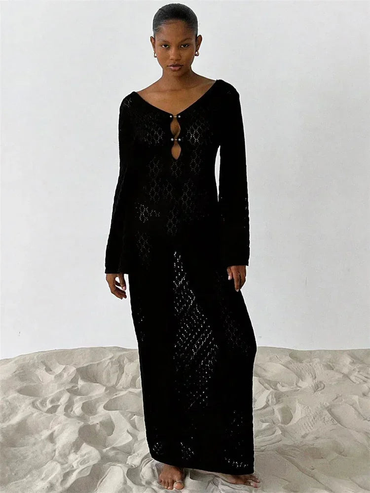 Sofía | Elegante Vestido Largo de Crochet con Escote en V para Mujer 11