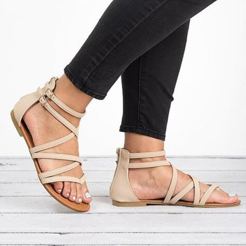 Sofia | Elegantes Sandalias Planas Negras de Verano con Correos Cruzadas 1