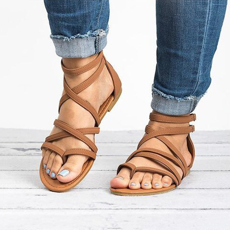 Sofia | Elegantes Sandalias Planas Negras de Verano con Correos Cruzadas 2