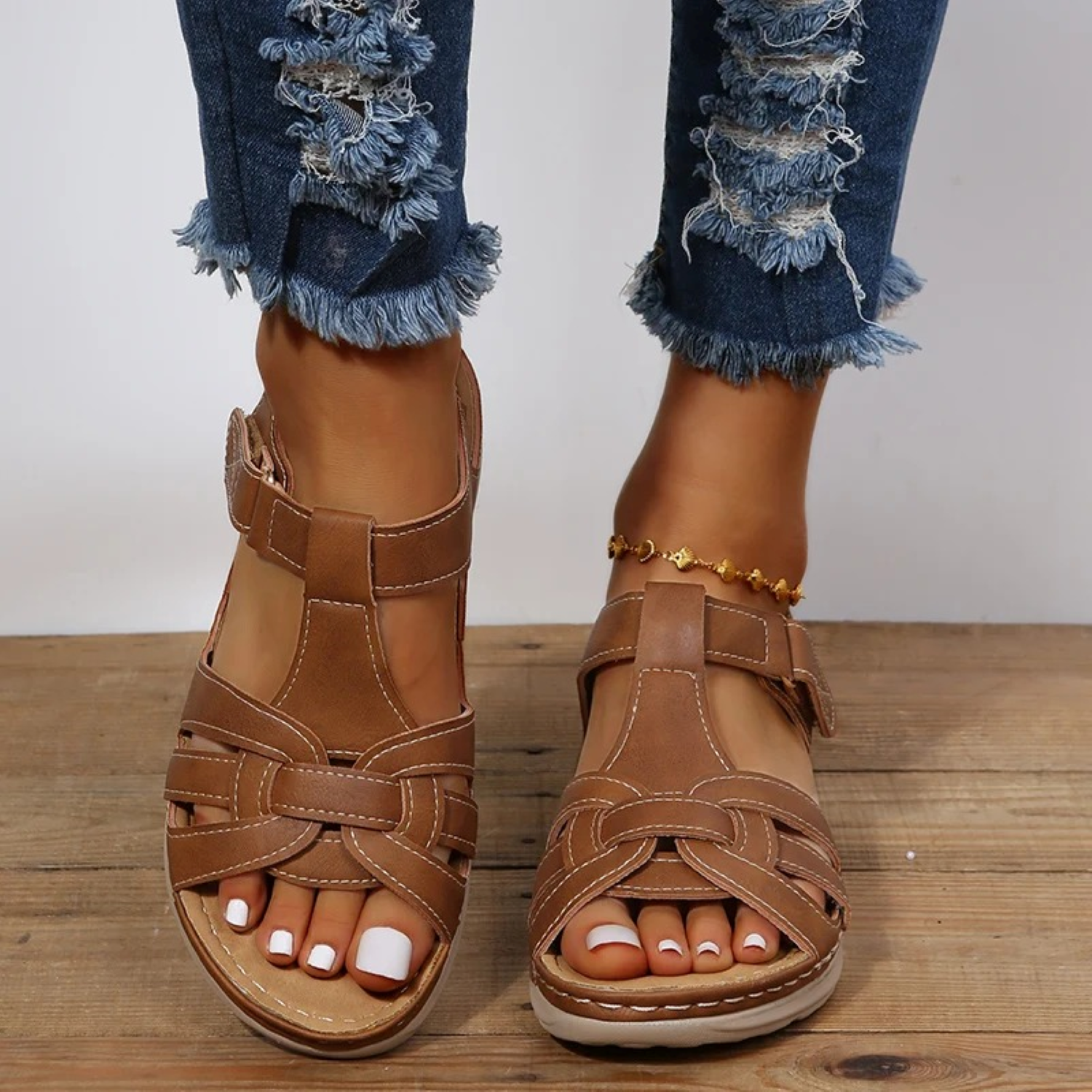 Sofia | Elegantes Sandalias de Ante Bicolor con Tacón Cómodo 2