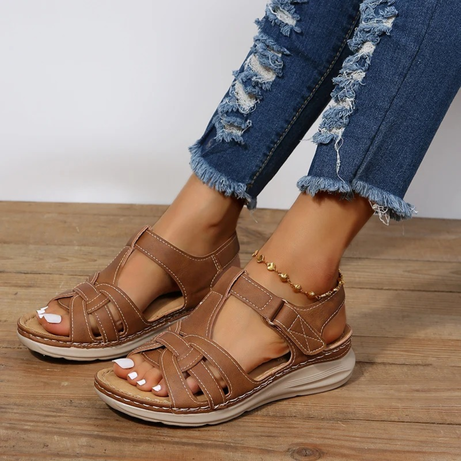 Sofia | Elegantes Sandalias de Ante Bicolor con Tacón Cómodo 5