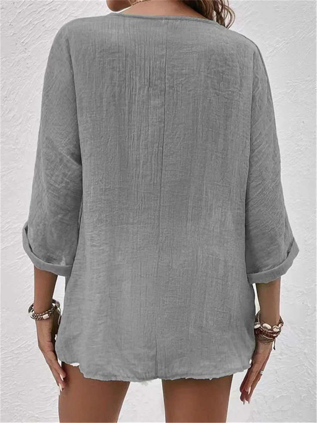 Sofía | Top de Algodón con Cuello en V y Mangas Tres Cuartos para Mujer 5