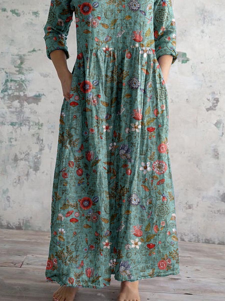 Sofía | Vestido Largo Casual de Algodón Bohemio con Cuello en V para Mujer 2