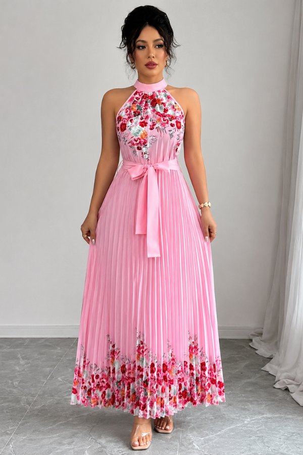 Sofía | Vestido de Noche Midi Floral Plisado para Mujer 0