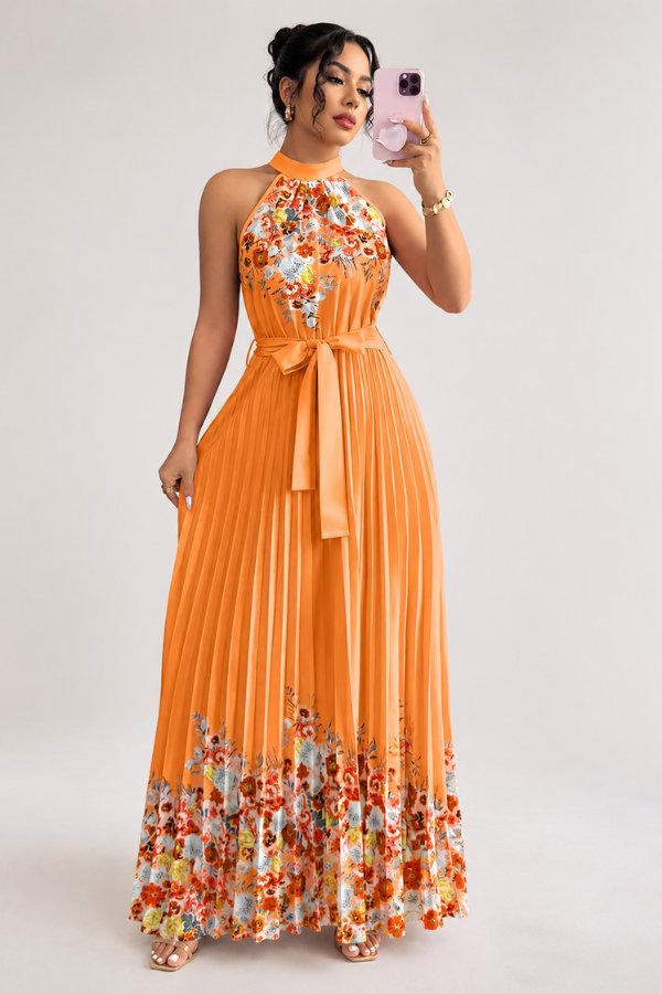 Sofía | Vestido de Noche Midi Floral Plisado para Mujer 17