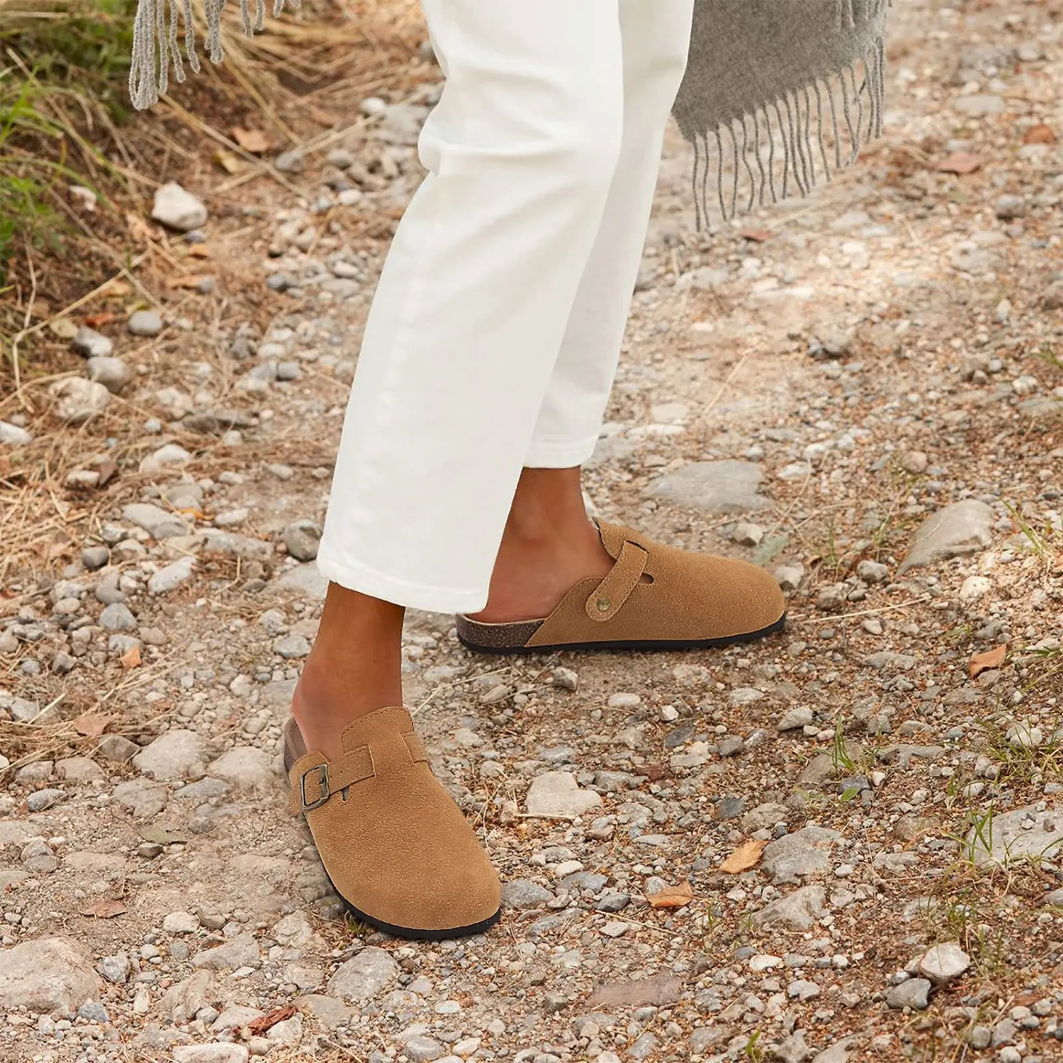 Sophie | Elegantes Sandalias Zueco de Ante Rosa 1