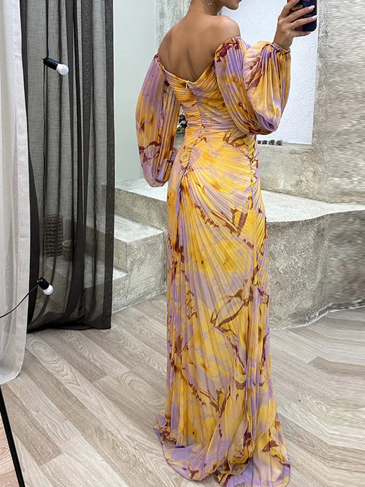 Vestido Largo Elegante con Escote en V y Mangas Abullonadas para Brillar en Cada Ocasión 2