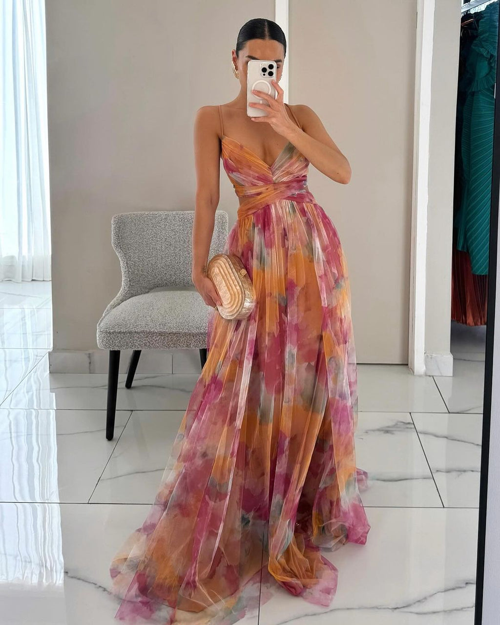 Vestido Largo Floral Elegante con Caída Fluida | Diseño Romántico para Mujer 1