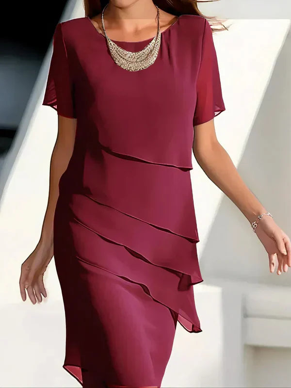 Vestido Midi Invitada con Capas y Manga Corta | Elegante y Cómodo para Eventos Diurnos 2