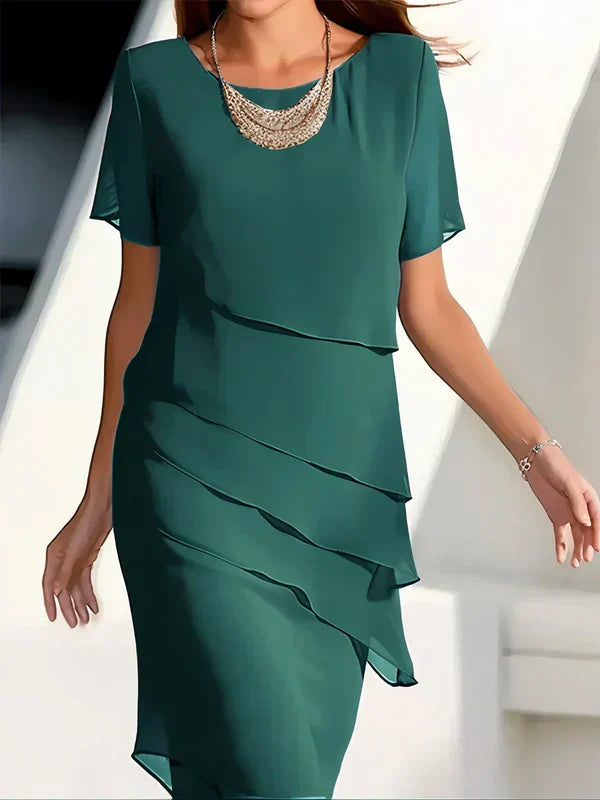 Vestido Midi Invitada con Capas y Manga Corta | Elegante y Cómodo para Eventos Diurnos 3