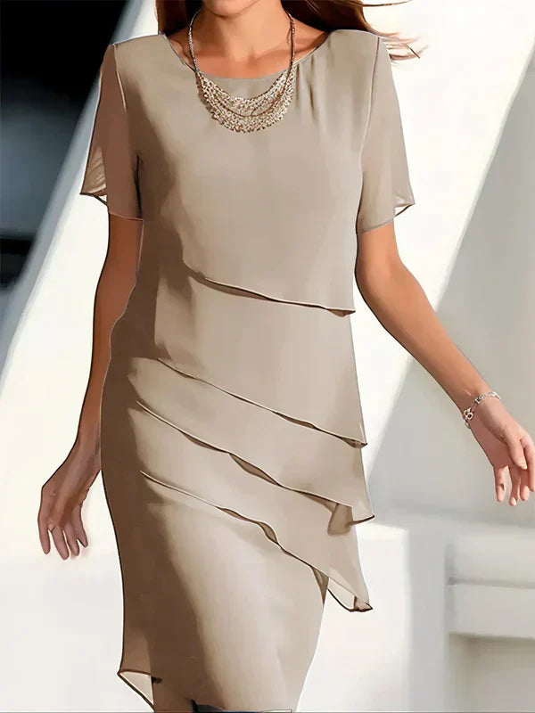 Vestido Midi Invitada con Capas y Manga Corta | Elegante y Cómodo para Eventos Diurnos 4