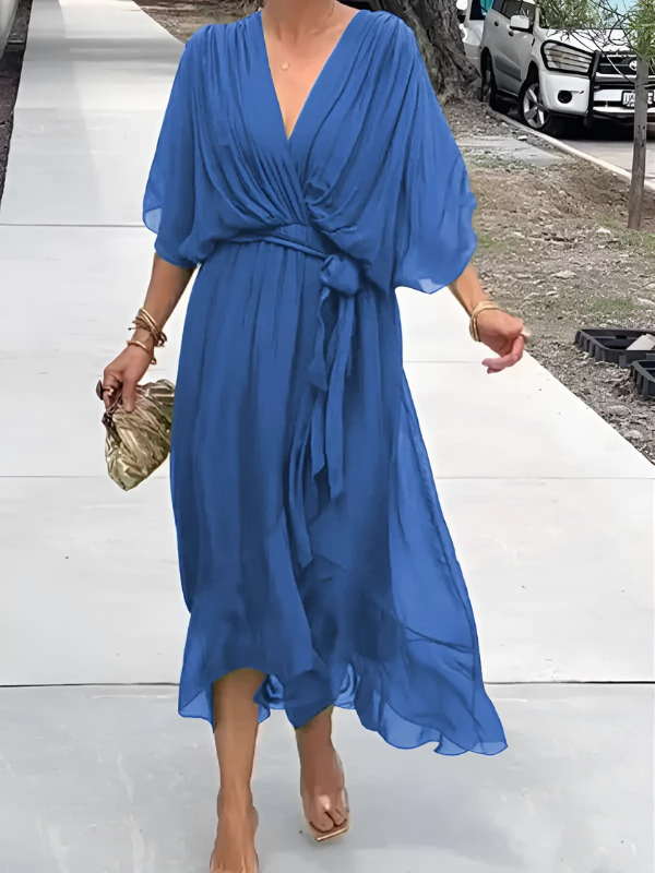 Vestido Midi Mujer Cruzado con Cinturón y Escote en V | Elegante y Versátil para Cualquier Ocasión 3