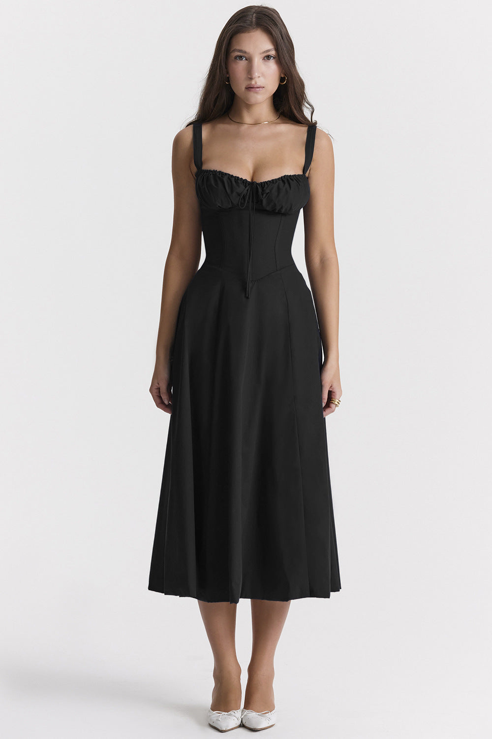Vestido Midi Mujer | Elegante Corsé Ajustado con Tirantes | Estilo Vintage para Ocasiones Especiales 0