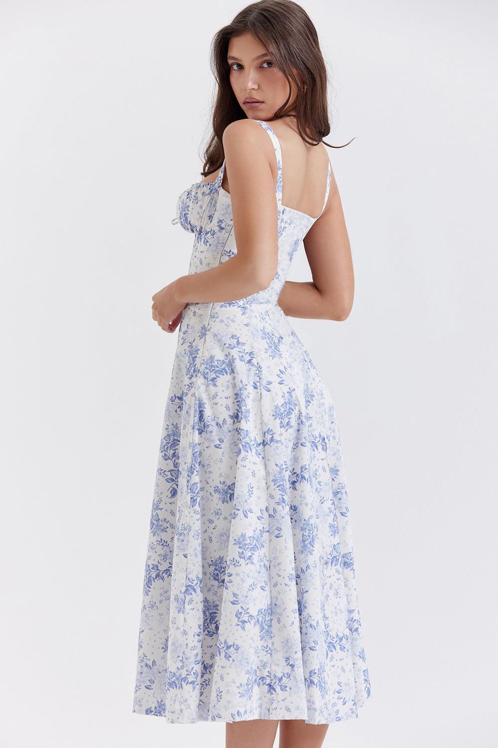 Vestido Midi Mujer | Elegante Corsé Ajustado con Tirantes | Estilo Vintage para Ocasiones Especiales 4