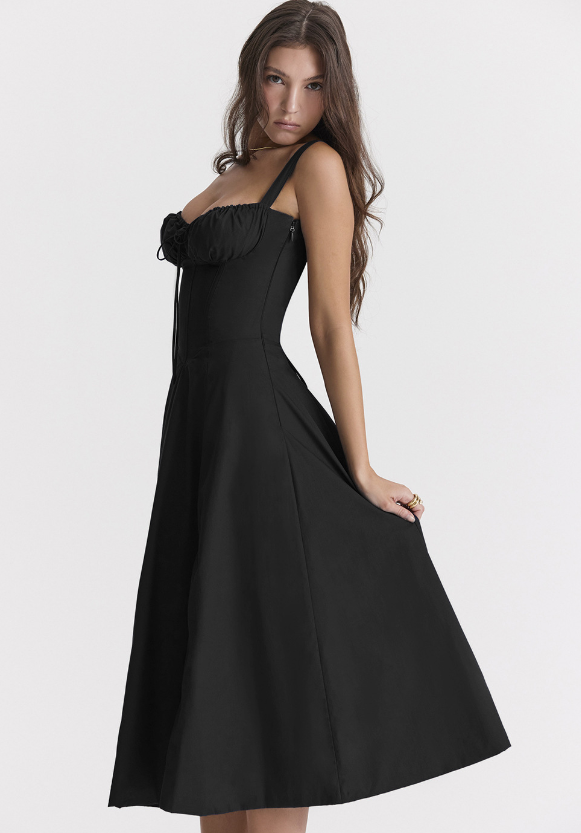 Vestido Midi Mujer | Elegante Corsé Ajustado con Tirantes | Estilo Vintage para Ocasiones Especiales 8