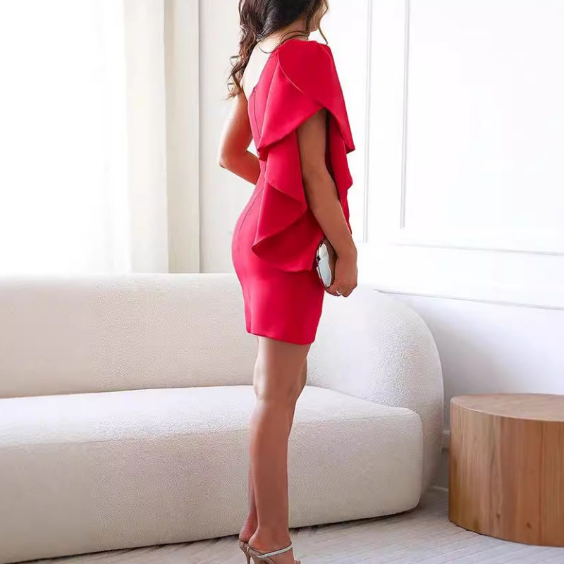 Vestido de Cóctel Mujer Entallado con Escote Asimétrico | Elegante y Sofisticado para Brillar en Eventos 2