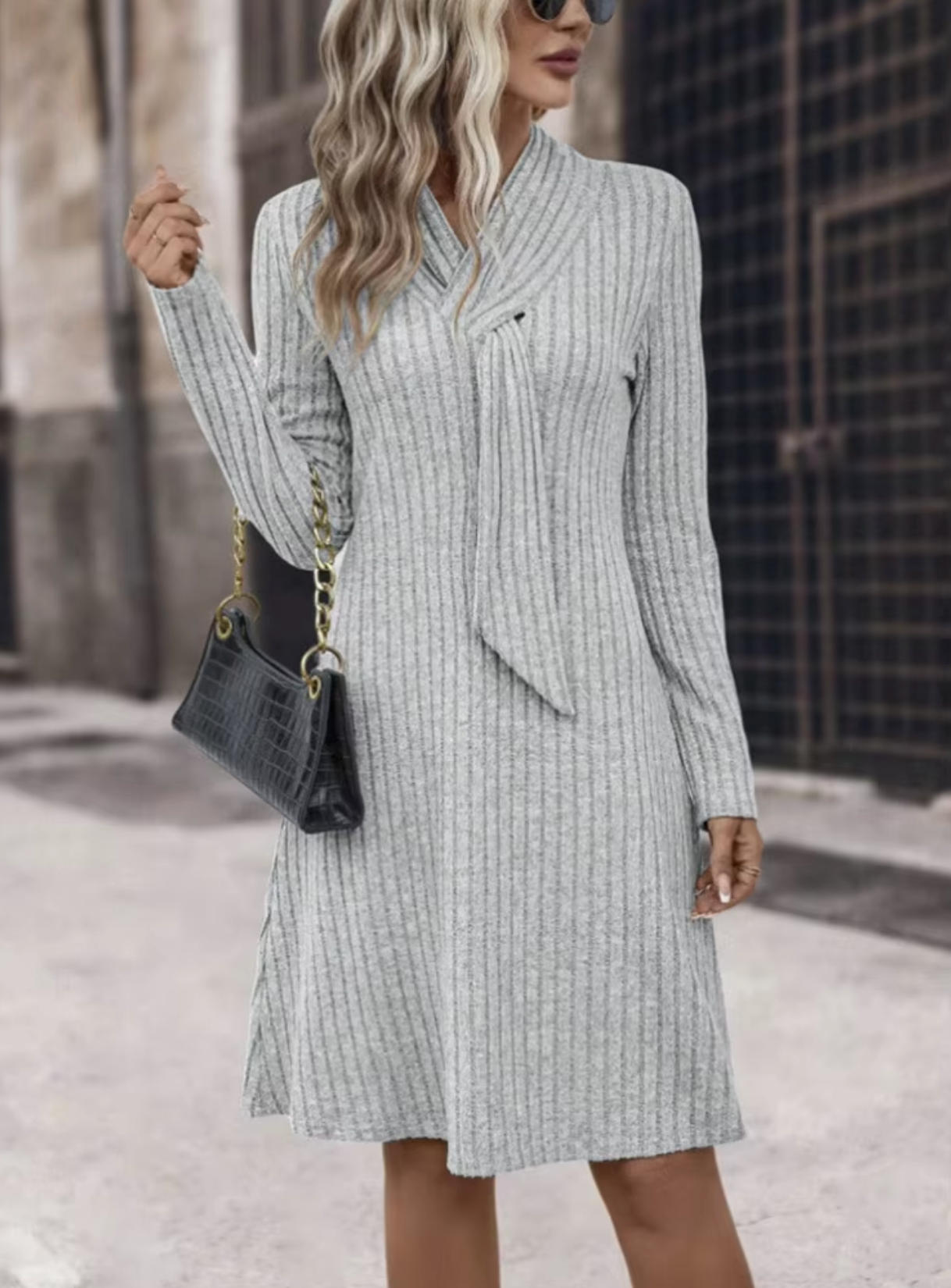 Vestido de Mujer Elegante de Punto con Manga Larga | Prenda Cálida para Otoño e Invierno 1