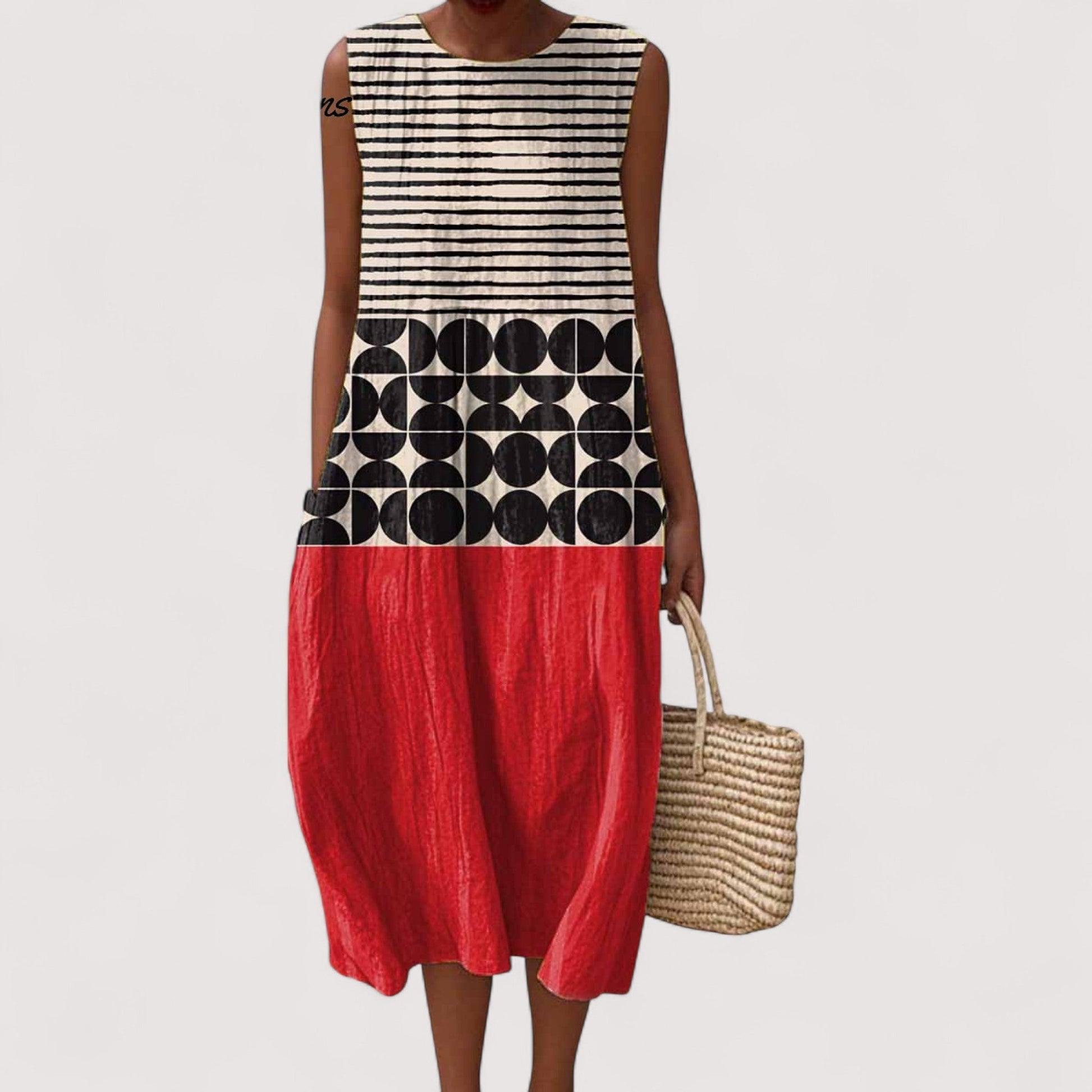 Vestido de Mujer Midi con Bloques de Color y Corte Holgado | Ligero y Transpirable para Comodidad y Estilo 0