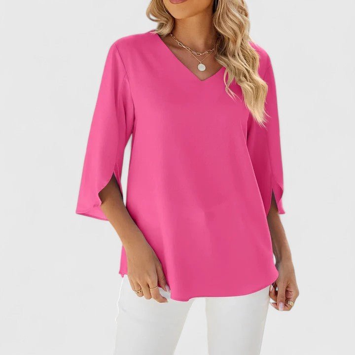CARLA – Blusa de gasa con escote en V y volantes para mujer - Noa Lagos