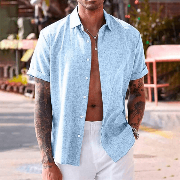 DIEGO – Camisa de manga corta de algodón y lino para hombre - Noa Lagos