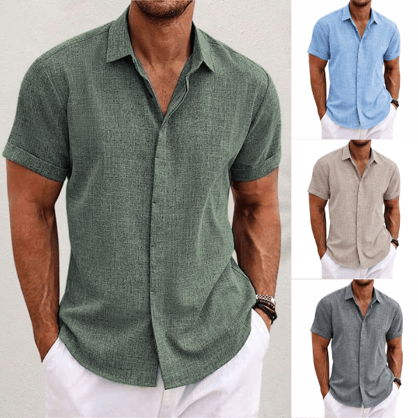 DIEGO – Camisa de manga corta de algodón y lino para hombre - Noa Lagos