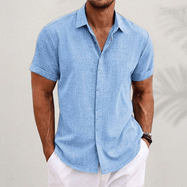 DIEGO – Camisa de manga corta de algodón y lino para hombre - Noa Lagos