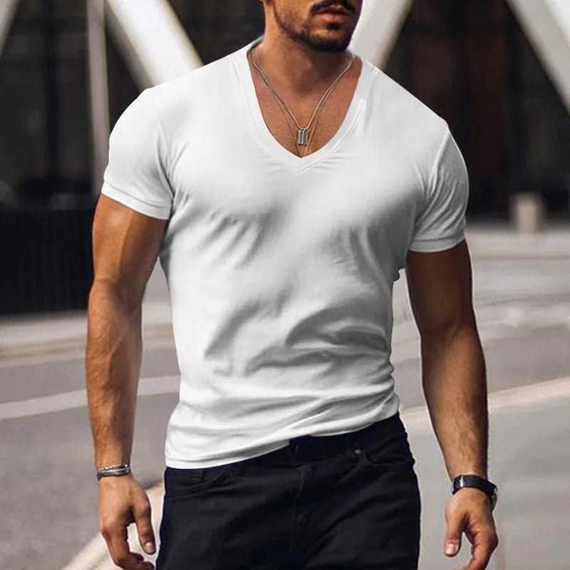 Ethan | Moderno Slim Fit Camiseta Hombre con Escote en V - Noa Lagos