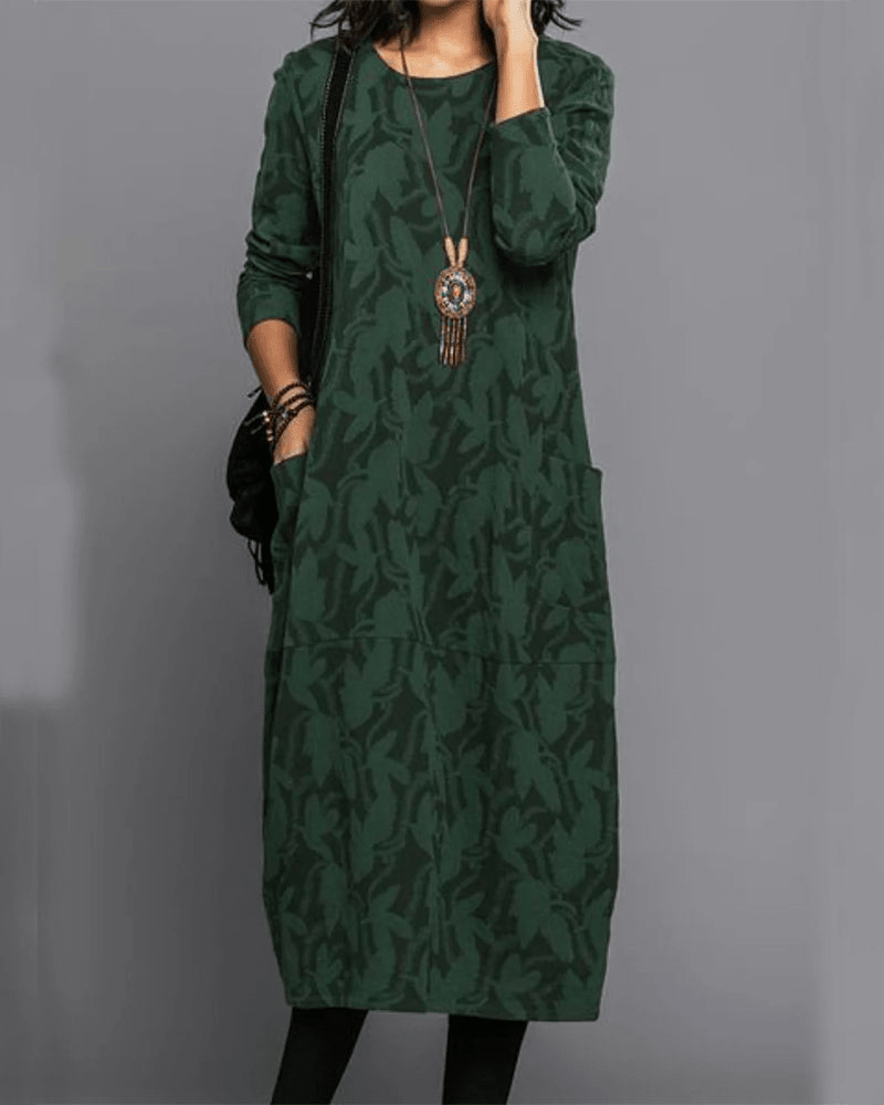Hilena | Vestido Midi Casual con Mangas Largas y Corte Fluido | Estilo Versátil para Comodidad Diaria - Noa Lagos