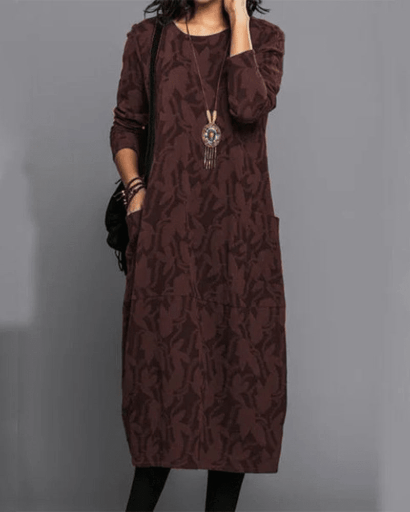 Hilena | Vestido Midi Casual con Mangas Largas y Corte Fluido | Estilo Versátil para Comodidad Diaria - Noa Lagos