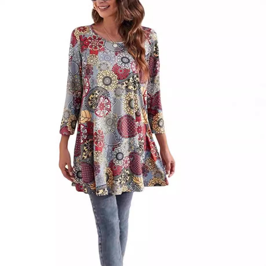 Isabel | Túnica Boho de Manga 3/4 con Estampado de Mandala para Mujer - Noa Lagos